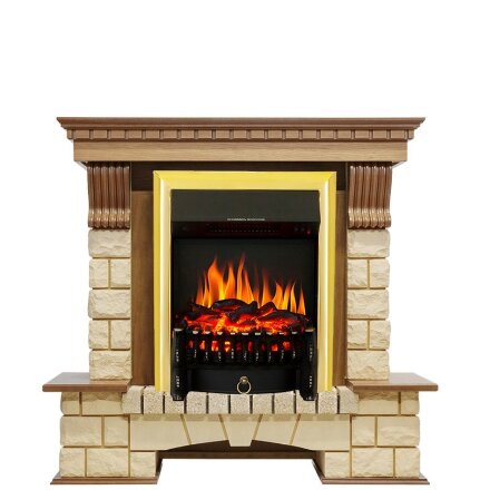 Каминокомплект Royal Flame Pierre Luxe - Дуб / Шампань с очагом Fobos FX Brass