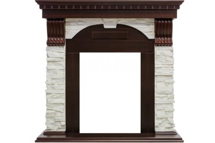 Каминокомплект Royal Flame Dublin - Темный дуб / Сланец белый с очагом Majestic FX Black