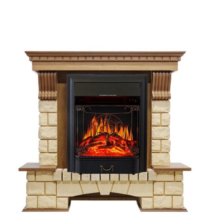 Каминокомплект Royal Flame Pierre Luxe - Дуб / Шампань с очагом Majestic FX Black