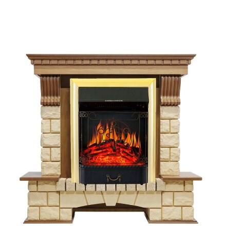 Каминокомплект Royal Flame Pierre Luxe - Дуб / Шампань с очагом Majestic FX Brass