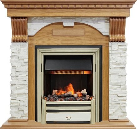 Каминокомплект Dimplex Dublin - Дуб / Сланец белый с очагом Cavendish
