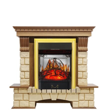 Каминокомплект Royal Flame Pierre Luxe - Дуб / Шампань с очагом Majestic FX M Brass
