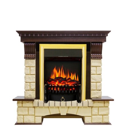 Каминокомплект Royal Flame Pierre Luxe - Темный дуб / Шампань с очагом Fobos FX Brass