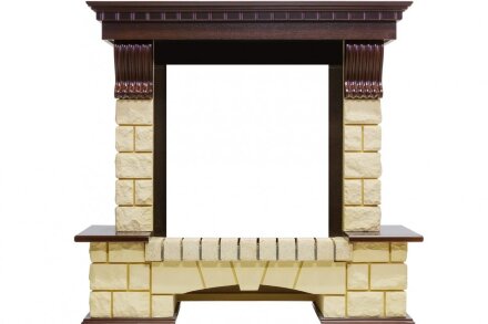 Каминокомплект Royal Flame Pierre Luxe - Темный дуб / Шампань с очагом Fobos FX M Black