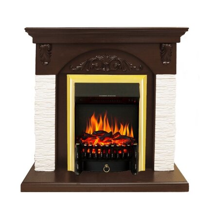 Каминокомплект Royal Flame Bern Сланец мелкий белый / Темный дуб с очагом Fobos FX Brass