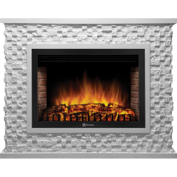 Портал Firelight Quadro 30 песчаник античный белый / белая эмаль