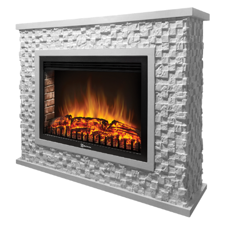 Портал Firelight Quadro 30 песчаник античный белый / белая эмаль