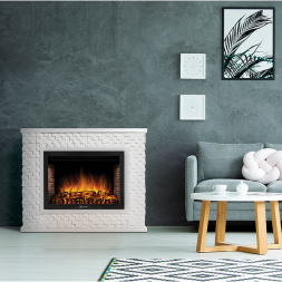 Портал Firelight Quadro 30 песчаник античный белый / белая эмаль