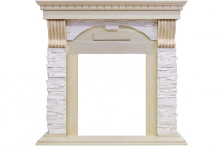 Каминокомплект Royal Flame Dublin - Слоновая кость с патиной / Сланец крем очаг Majestic FX Brass