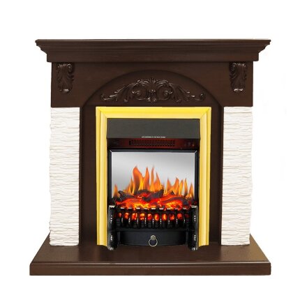 Каминокомплект Royal Flame Bern Сланец мелкий белый / Темный дуб с очагом Fobos FX M Brass