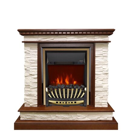 Каминокомплект Royal Flame Calgary - Дуб / Сланец белый с очагом Aspen Gold