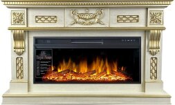 Каминокомплект Royal Flame Corsica - Слоновая кость с патиной 1500 мм с очагом Vision 42 LOG LED