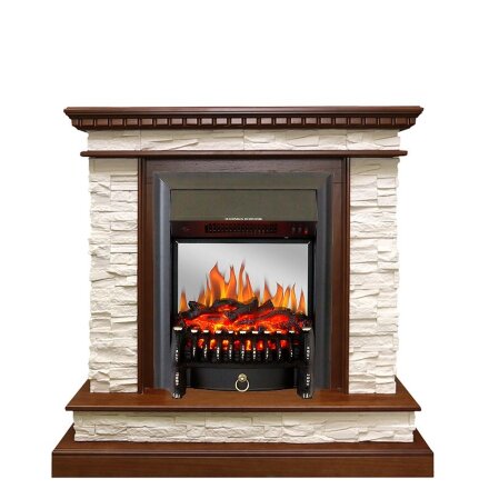 Каминокомплект Royal Flame Calgary - Дуб / Сланец белый с очагом Fobos FX M Black