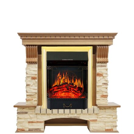 Каминокомплект Royal Flame Pierre Luxe - Дуб / Сланец с очагом Majestic FX Brass