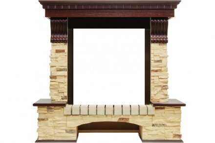 Каминокомплект Royal Flame Pierre Luxe - Темный дуб / Сланец с очагом Fobos FX Black