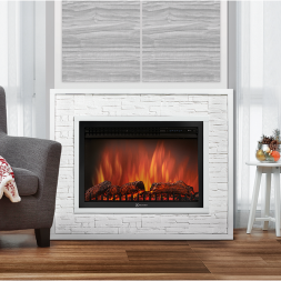 Портал Firelight Loft 30 камень белый / белая эмаль