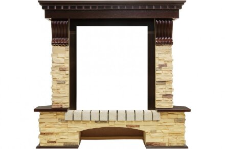 Каминокомплект Royal Flame Pierre Luxe угловой - Темный дуб / Сланец с очагом Aspen Black