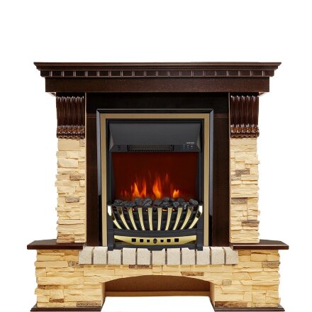 Каминокомплект Royal Flame Pierre Luxe угловой - Темный дуб / Сланец с очагом Aspen Gold