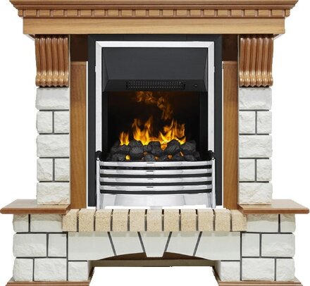 Каминокомплект Dimplex Pierre Luxe - Дуб / Белый с очагом Flagstaff