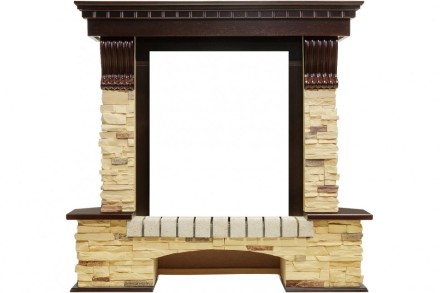 Каминокомплект Royal Flame Pierre Luxe угловой - Темный дуб / Сланец с очагом Majestic FX Black
