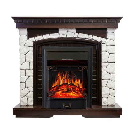 Каминокомплект Royal Flame Glasgow - Темный дуб / Белый с очагом Majestic FX Black