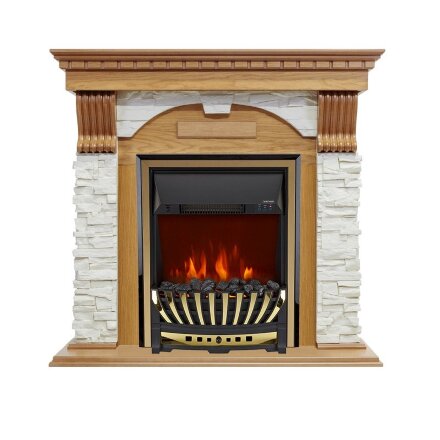 Каминокомплект Royal Flame Dublin - Дуб / Сланец белый с очагом Aspen Gold