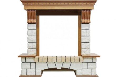 Каминокомплект Royal Flame Pierre Luxe - Дуб / Белый с очагом Aspen Black