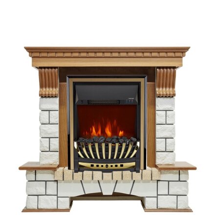 Каминокомплект Royal Flame Pierre Luxe - Дуб / Белый с очагом Aspen Gold
