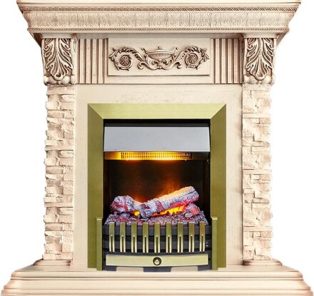 Каминокомплект Dimplex Luxemburg - Сланец/Cлоновая кость с очагом Danville Antique Brass FB2