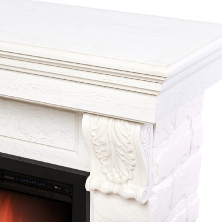 Портал Firelight Forte 25S камень белый, беленый дуб