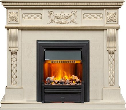 Каминокомплект Dimplex Corsica - Слоновая кость с патиной с очагом Brookline Black
