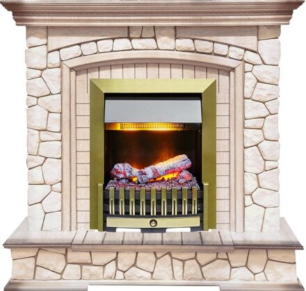 Каминокомплект Dimplex Preston - Белый/Слоновая кость с патиной с очагом Danville Antique Brass FB2