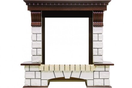 Каминокомплект Royal Flame Pierre Luxe угловой - Темный дуб / Белый с очагом Fobos FX Black
