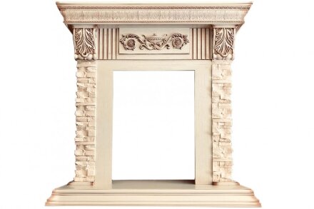 Каминокомплект Royal Flame Luxemburg (каменный) - Сланец/Cлоновая кость с патиной очаг Aspen Gold