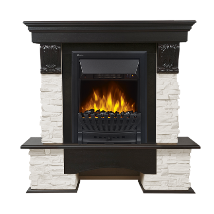 Портал Firelight Pietra Classic камень белый, шпон венге