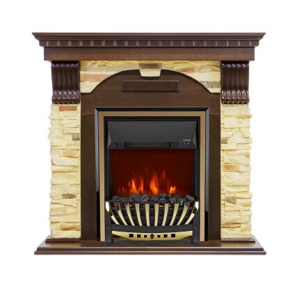 Каминокомплект Royal Flame Dublin угловой - Темный дуб / Сланец с очагом Aspen Gold