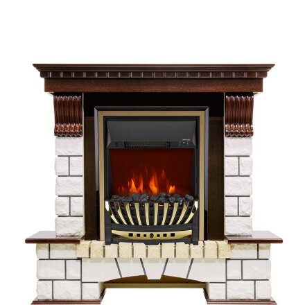 Каминокомплект Royal Flame Pierre Luxe - Темный дуб / Белый с очагом Aspen Gold