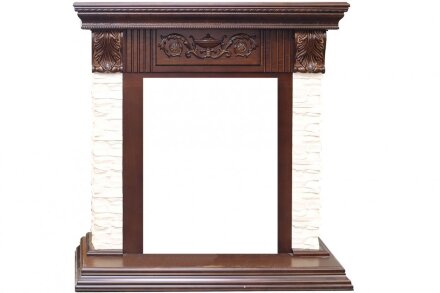 Каминокомплект Royal Flame Luxemburg (каменный) - Сланец/Темный дуб с очагом Aspen Black