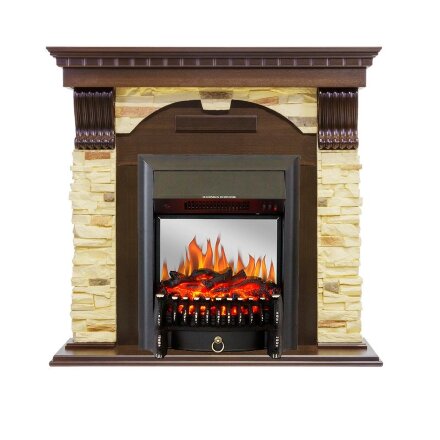 Каминокомплект Royal Flame Dublin угловой - Темный дуб / Сланец с очагом Fobos FX M Black