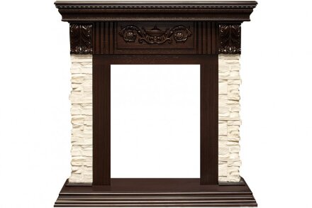 Каминокомплект Royal Flame Luxemburg (каменный) - Сланец/Темный дуб с очагом Fobos FX Black